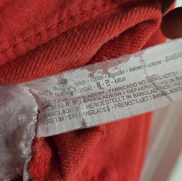 ZARA Jean Jacket Cotton Women's Size Medium Red Distressed Denim - Picture 12 of 15